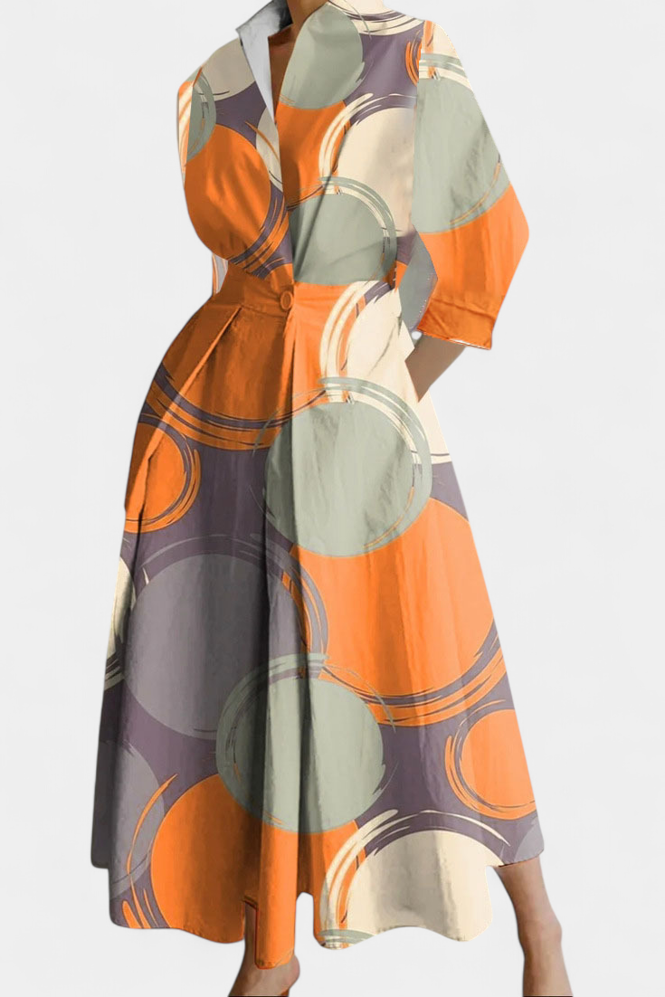 Miriam Vestido Maxi de Manga Larga Retro