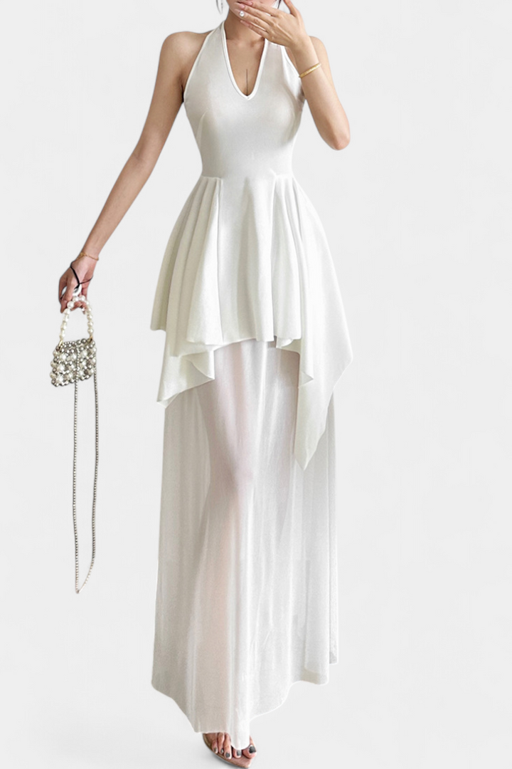 Hollis Vestido Largo con Escote Halter y Espalda Descubierta