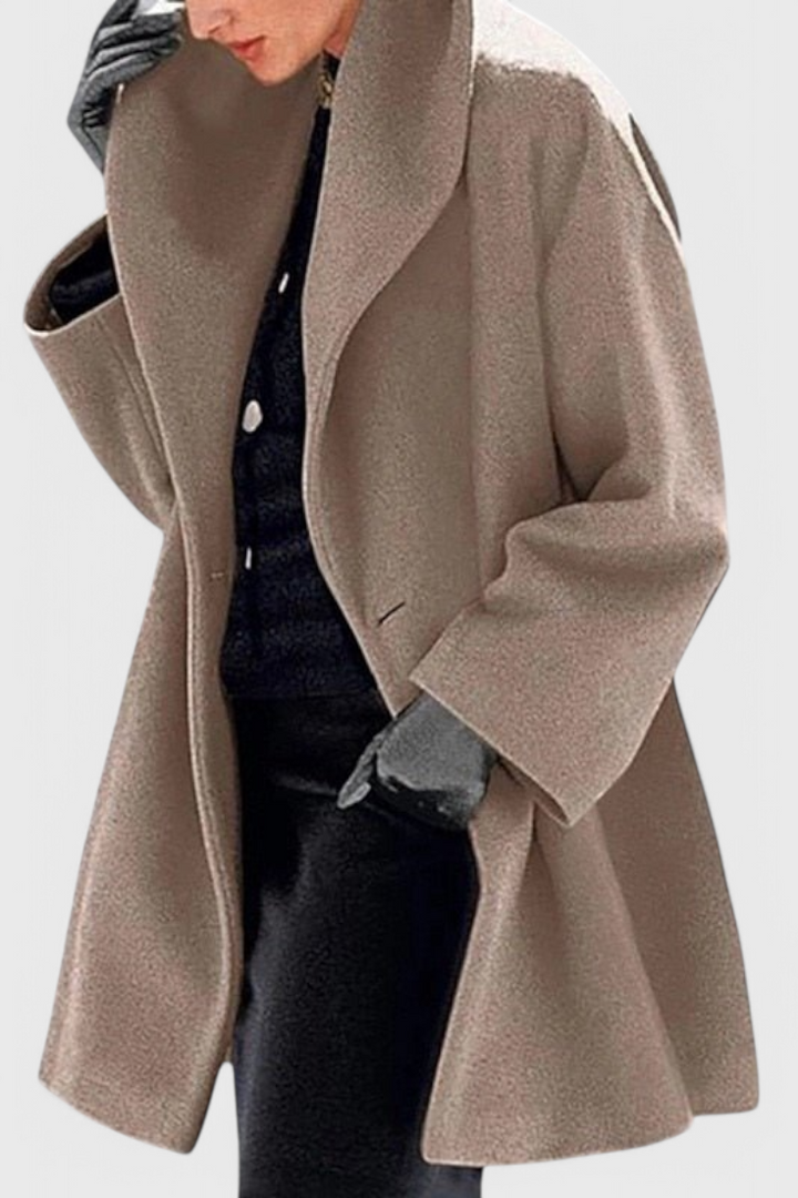 Abrigo Oversized de Mezcla de Lana Harper con Solapa Ancha