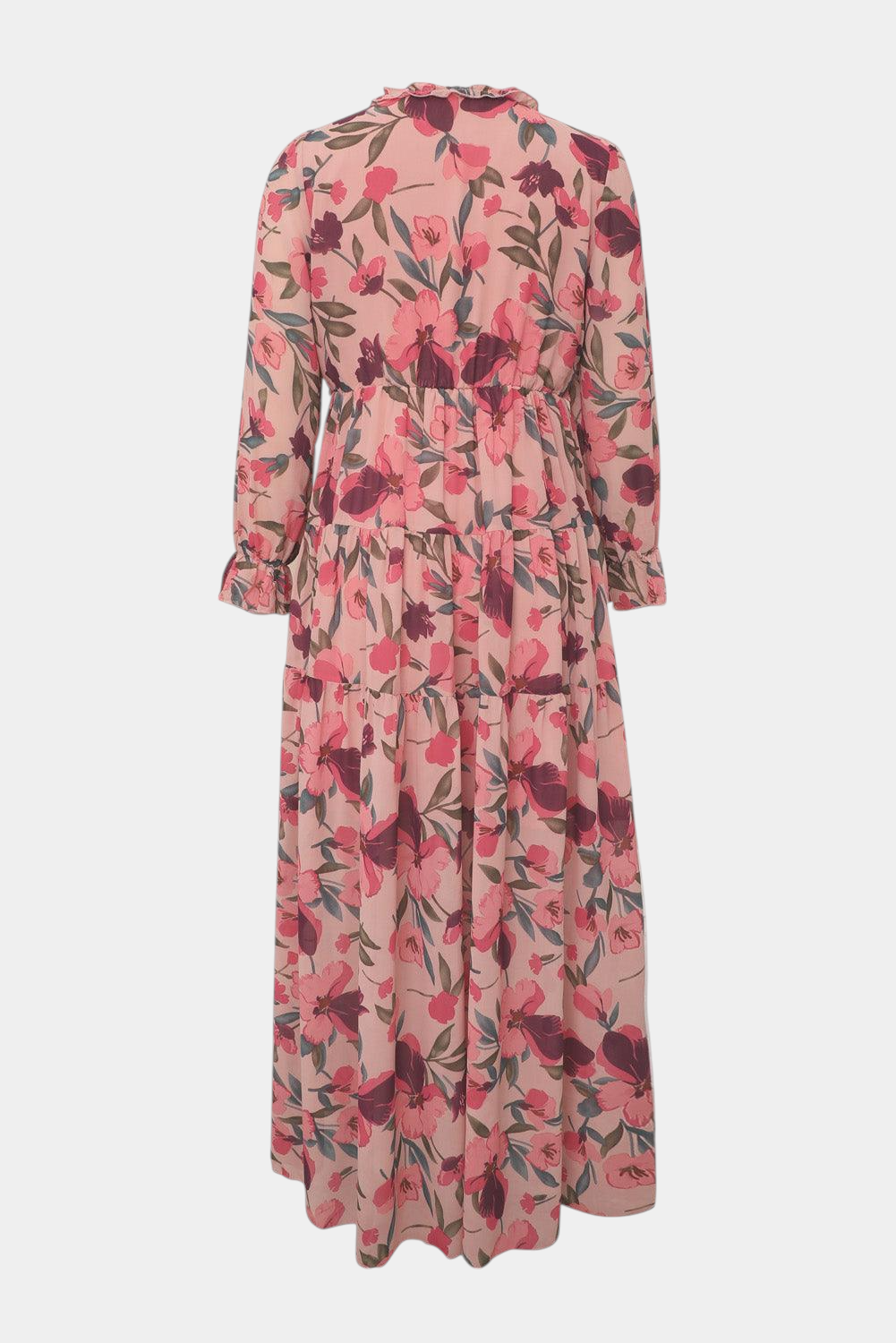 Keti Vestido Maxi Floral con Mangas Largas y Volantes Delicados