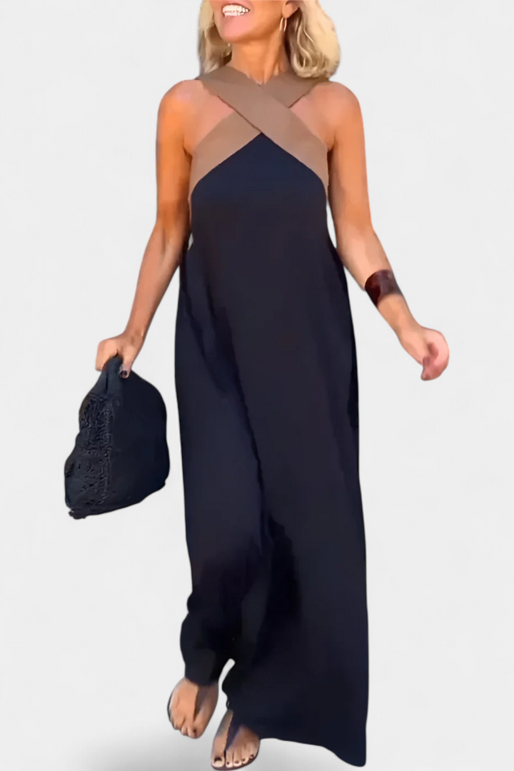 Edith Vestido de Cuello Cruzado con Espalda Descubierta