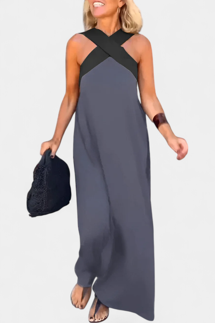 Edith Vestido de Cuello Cruzado con Espalda Descubierta