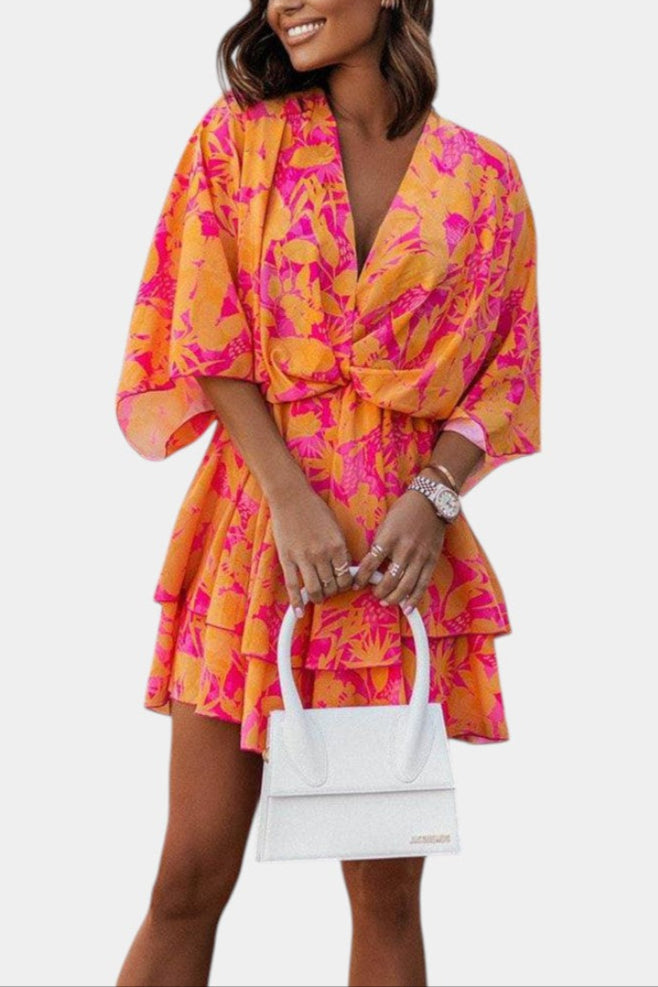 Eliza Vestido Mini con Nudo Frontal y Volantes