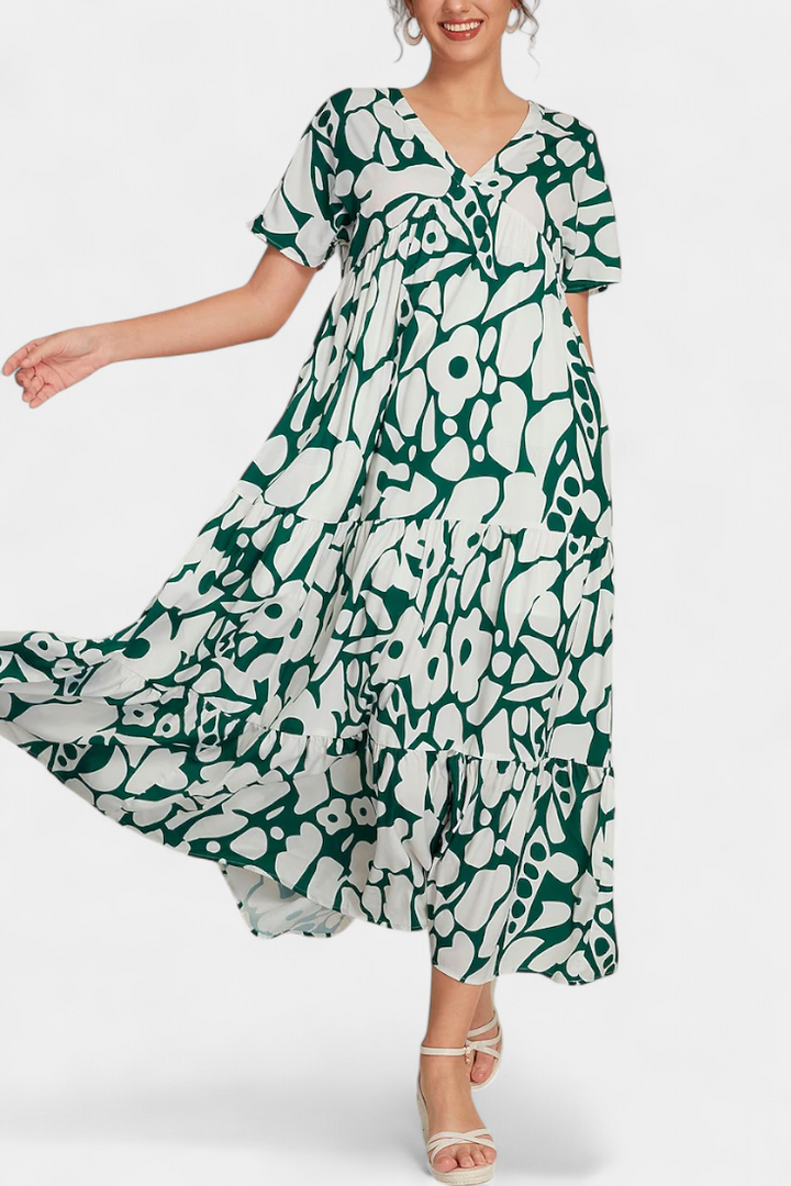 Nélida Vestido Fluido Estampado con Escote en V