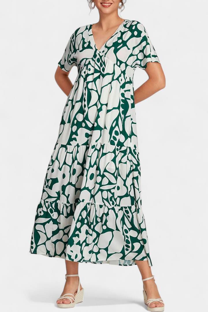 Nélida Vestido Fluido Estampado con Escote en V