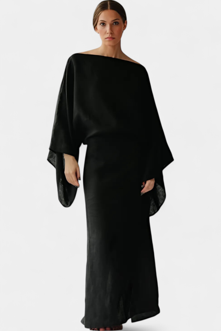 Kamilia Vestido Kimono de Lino y Algodón con Cinturón