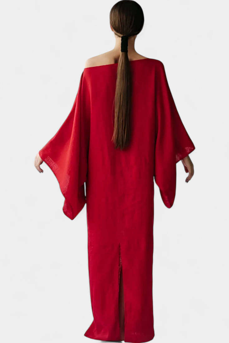 Kamilia Vestido Kimono de Lino y Algodón con Cinturón