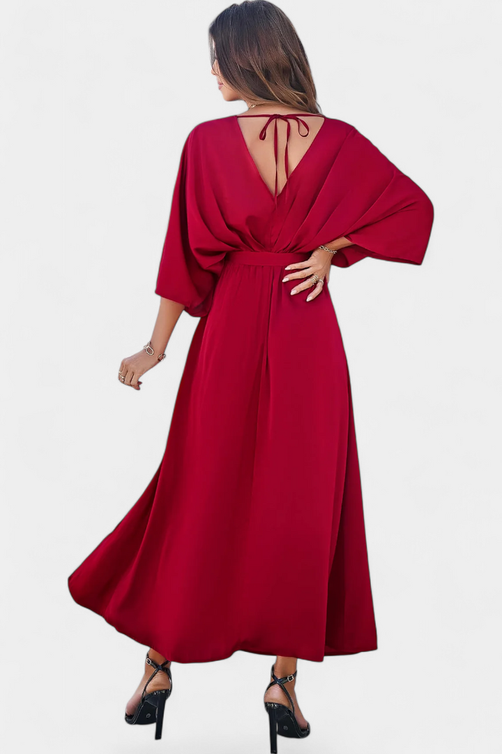 Milly Vestido Elegante con Lazo y Abertura