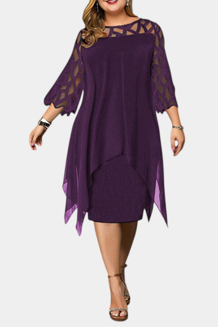 Yana Vestido Talla Grande con Mangas de Encaje