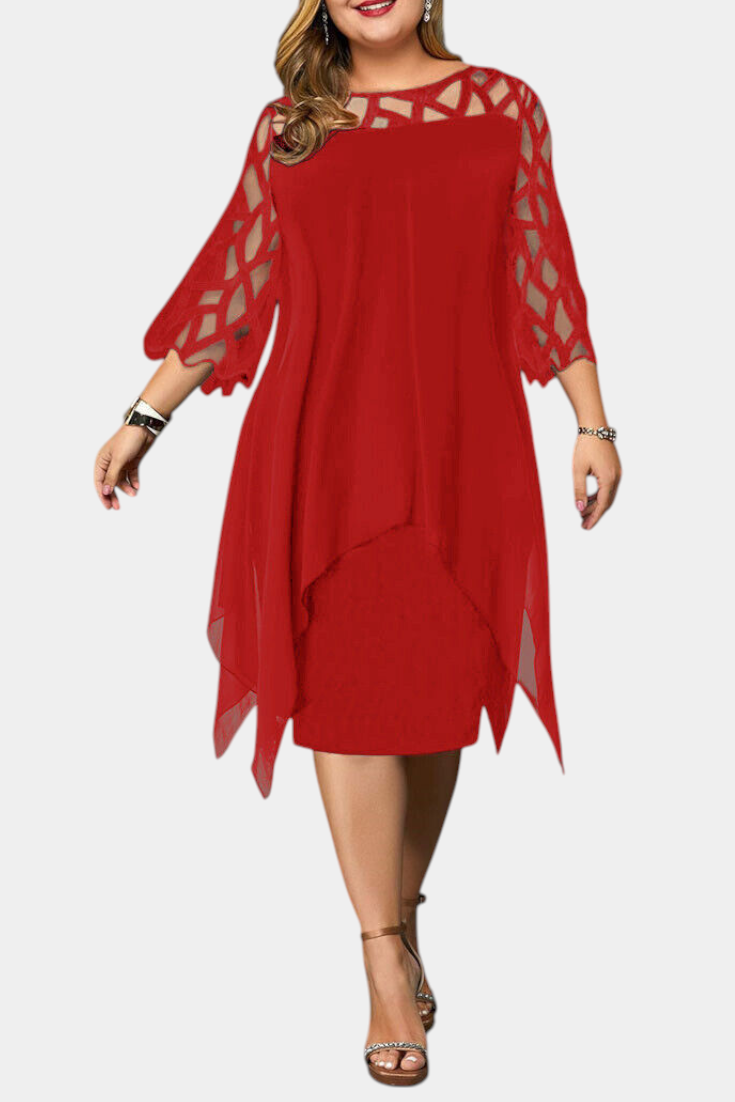 Yana Vestido Talla Grande con Mangas de Encaje