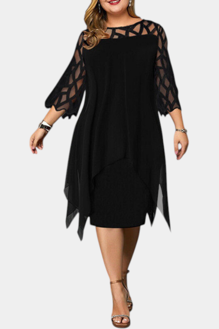 Yana Vestido Talla Grande con Mangas de Encaje