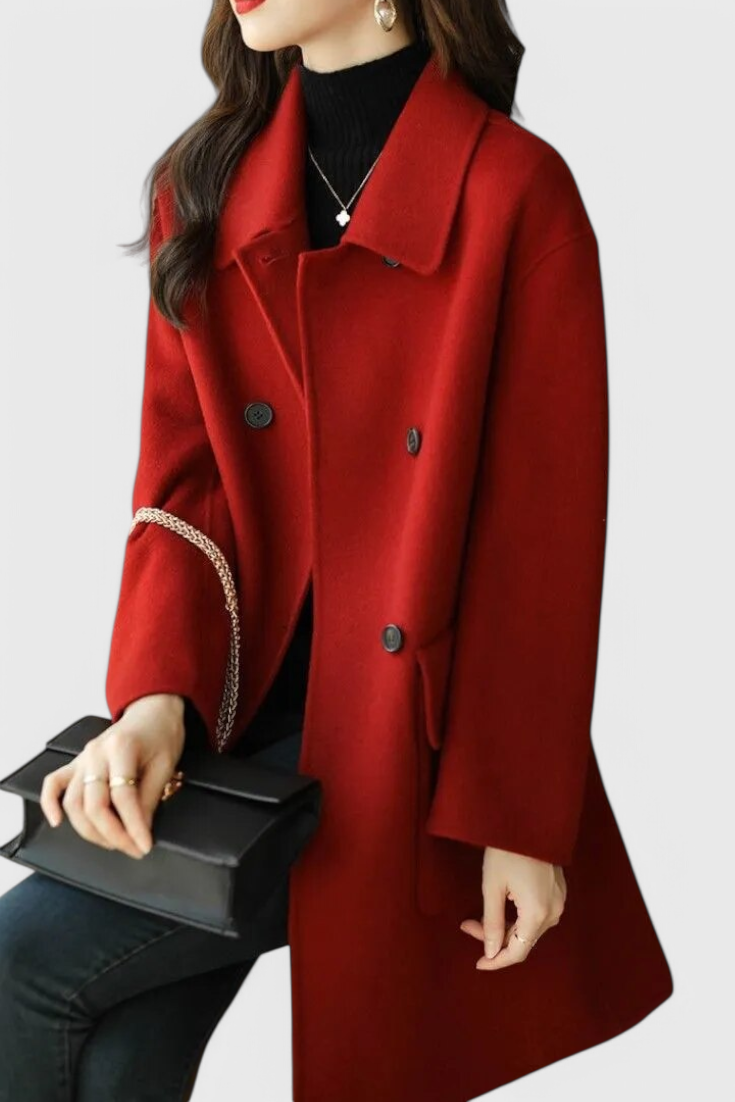 Camille Abrigo de Lana Clásico de Doble Botonadura