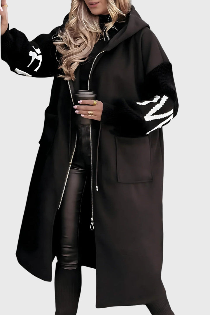 Pilar Chaqueta de mujer con mangas de punto y capucha