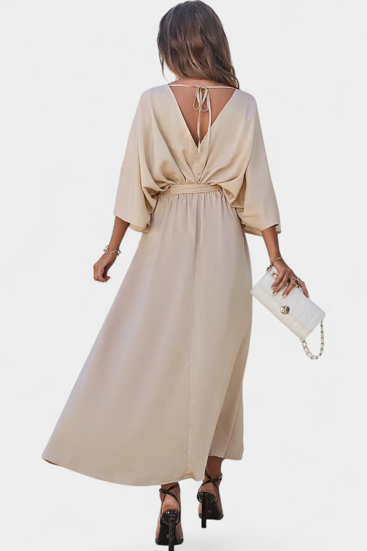 Milly Vestido Elegante con Lazo y Abertura