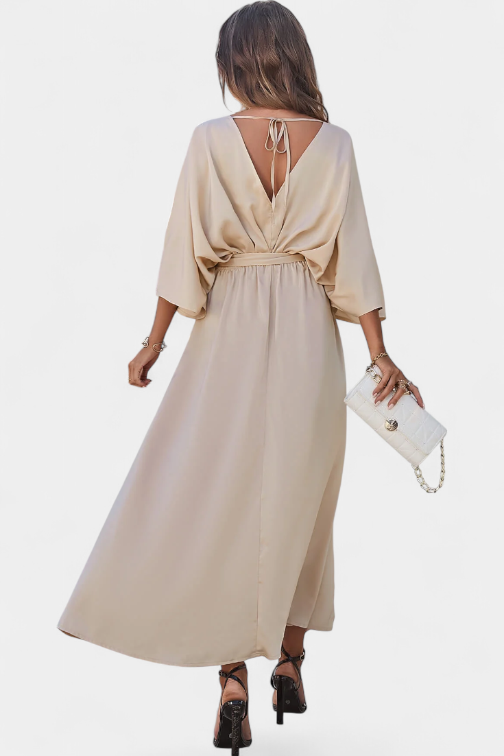 Milly Vestido Elegante con Lazo y Abertura