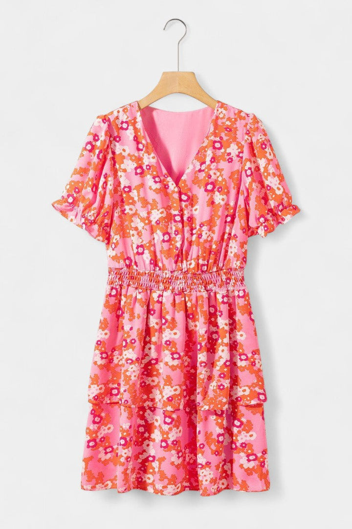 Kimberly Vestido Floral con Volantes con Escote en V