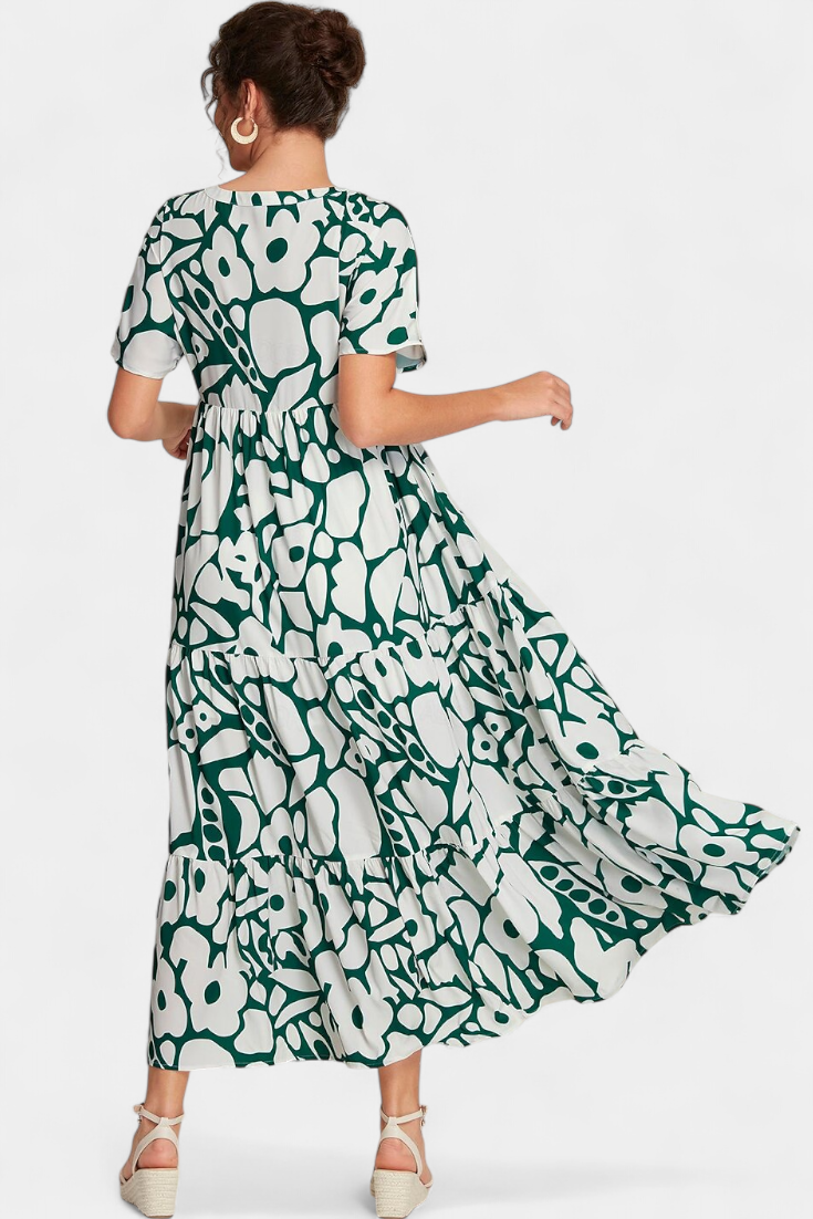 Nélida Vestido Fluido Estampado con Escote en V